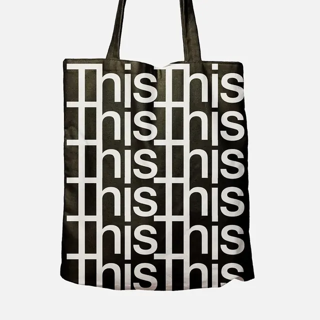Typography Pattern Tote Bag, minimal, swiss, monochrome