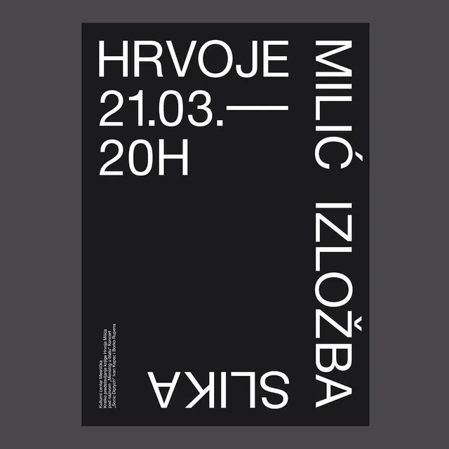 HRVOJE MILIĆ ZLOŽBA Poster, minimal, swiss, dark