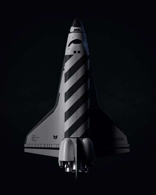 Space Shuttle 3D Render, minimal, technical, monochrome