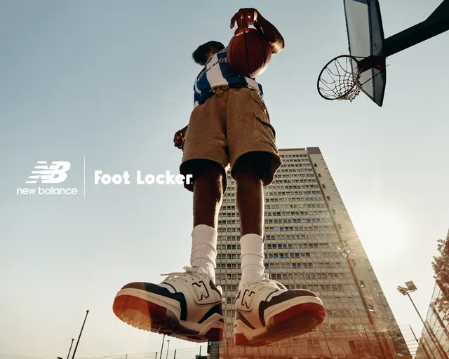 New Balance Foot Locker Advertisement, photographic, vibrant