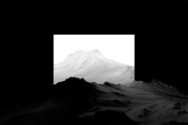 Monochrome Mountain Landscape, minimal, monochrome, monochrome