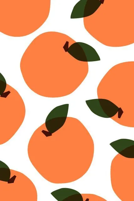Orange Fruit Pattern, flat, minimal, vibrant
