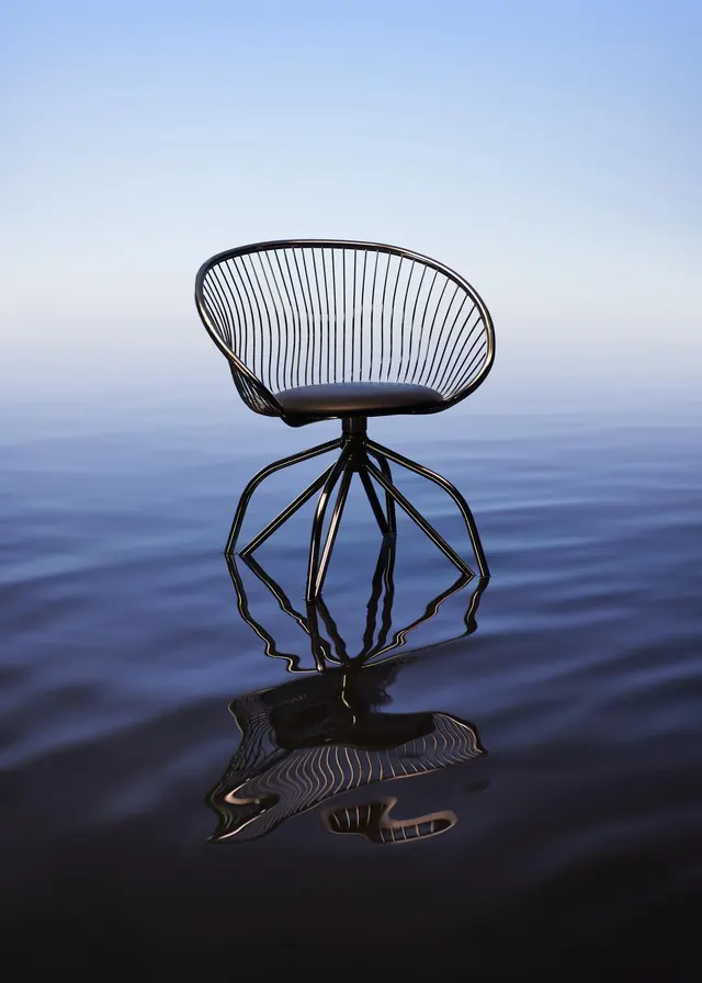 Wireframe Chair Reflection, minimal, geometric, cool