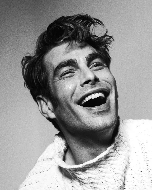 Portrait of a Smiling Man, monochrome, photographic, monochrome