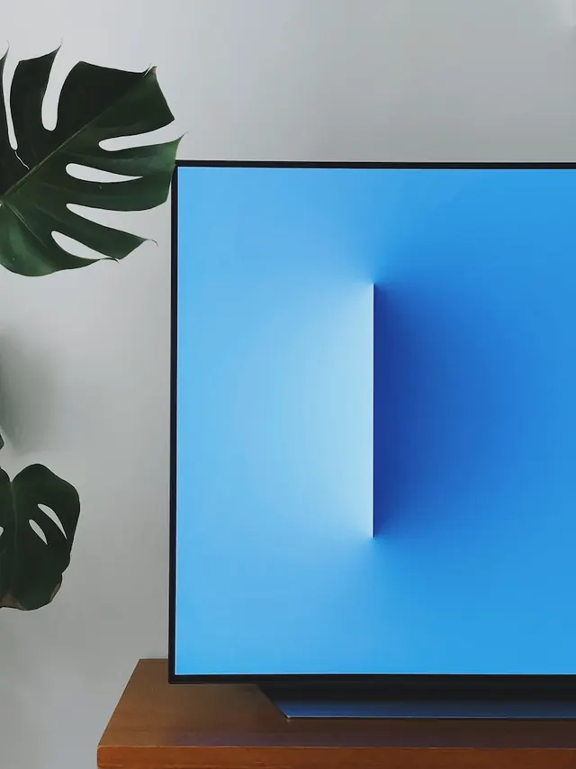 Abstract Blue Monitor Mockup, minimal, geometric, cool