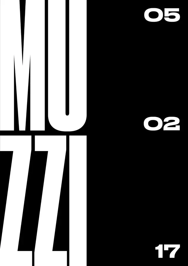 MUZZI Typography Design, minimal, swiss, high-contrast