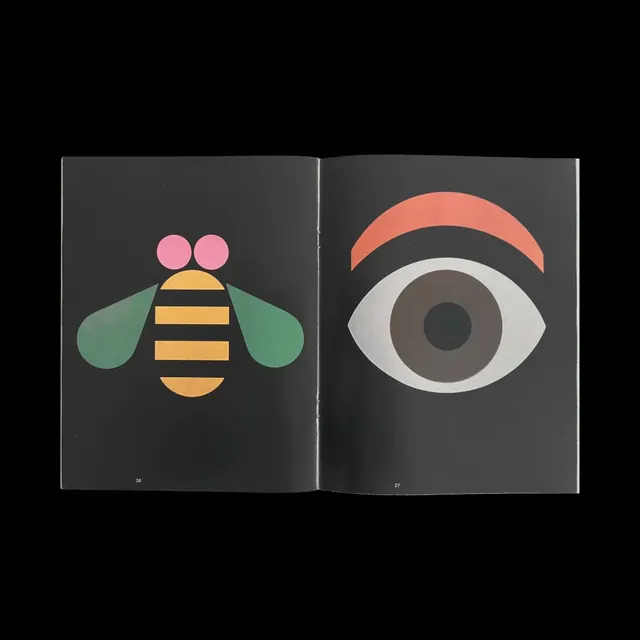Abstract Bee and Eye Graphic, minimal, flat, dark