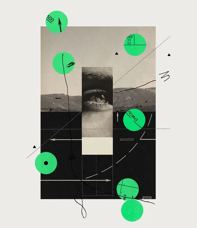 Abstract Collage with Photographic Elements, brutalist, neo-brutalist, high-contrast