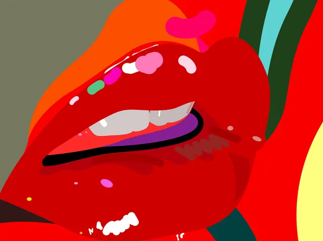 Abstract Lip Illustration, playful, illustrated, vibrant