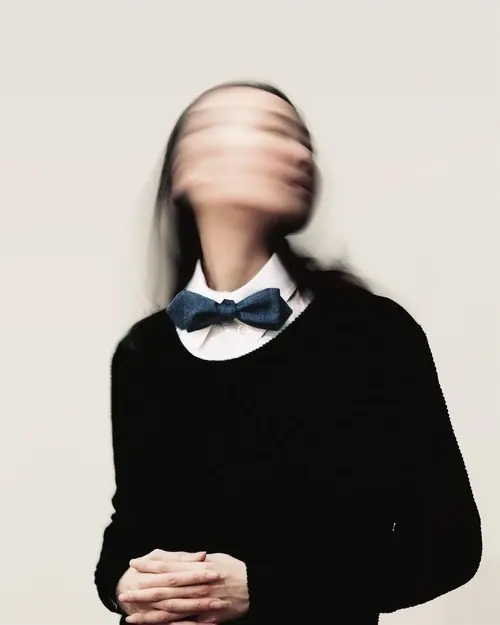 Blurred Portrait with Bow Tie, minimal, photographic, monochrome