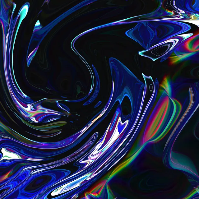 Iridescent Liquid Flow, gradient-heavy, y2k, dark