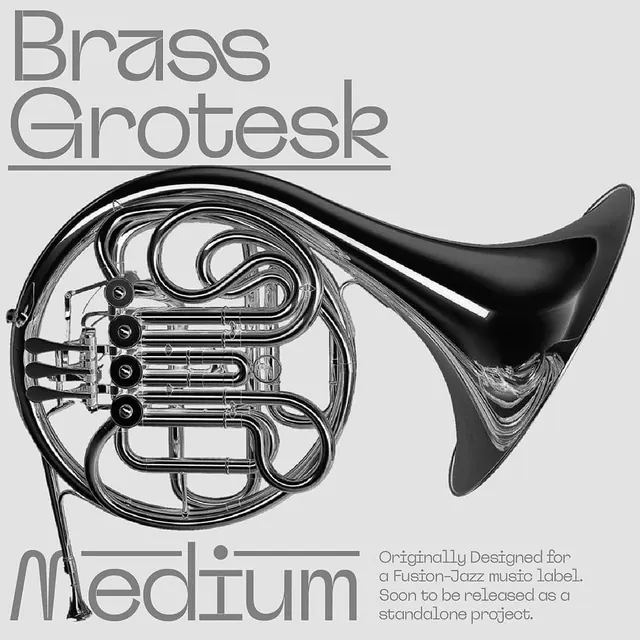 Brass Grotesk Type Specimen, minimal, technical, monochrome