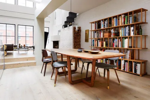 Modern Office Interior with Bookshelves, minimal, corporate-clean, light