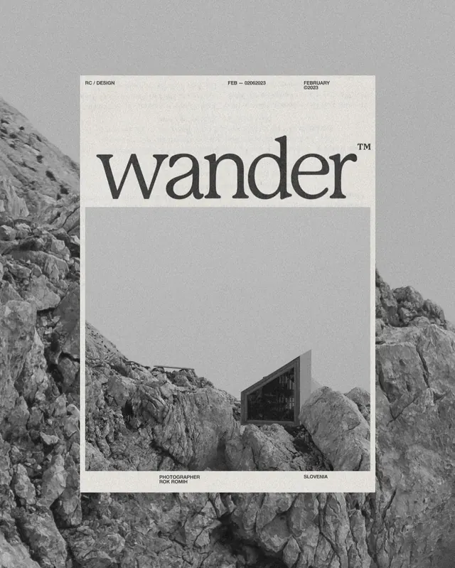 Wander Magazine Cover Design, minimal, editorial, monochrome