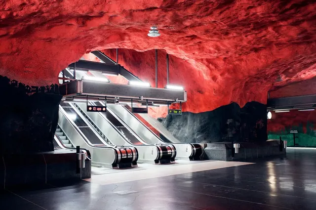 Subterranean Retail Space Design, photographic, dark-mode, dark