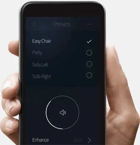 Audio Preset Selection UI, minimal, dark-mode, dark
