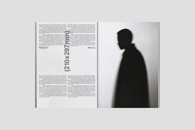 Minimalist Editorial Layout with Silhouette, minimal, swiss, monochrome