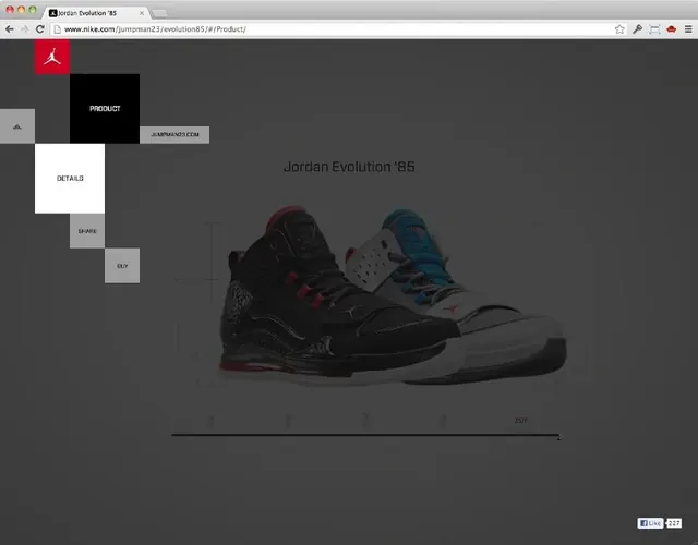 Nike Jordan Evolution 86 Product Page, minimal, dark-mode, dark