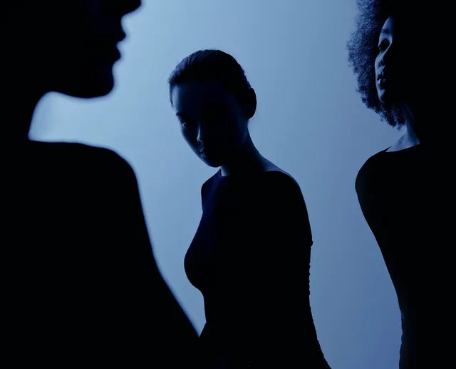 Silhouetted Portraits in Blue, minimal, photographic, cool