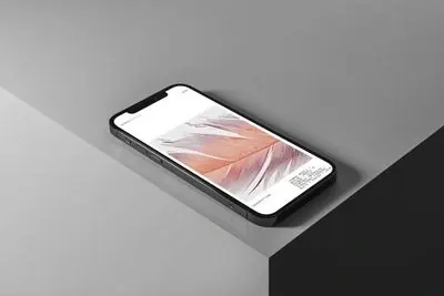 Smartphone Mockup on Geometric Pedestal, minimal, corporate-clean, light