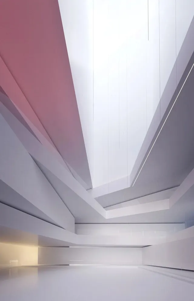 Abstract Architectural Interior Render, minimal, geometric, light