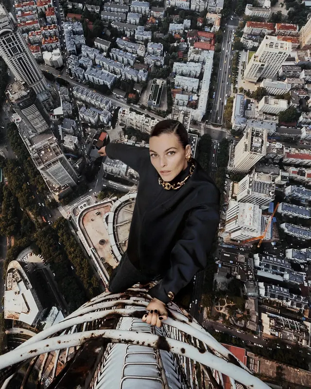 Aerial Cityscape Portrait Collage, maximalist, photographic, dark