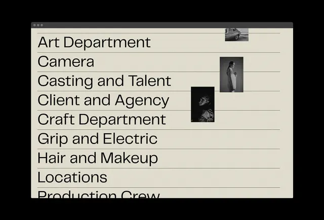 Film Production Department List, minimal, corporate-clean, light