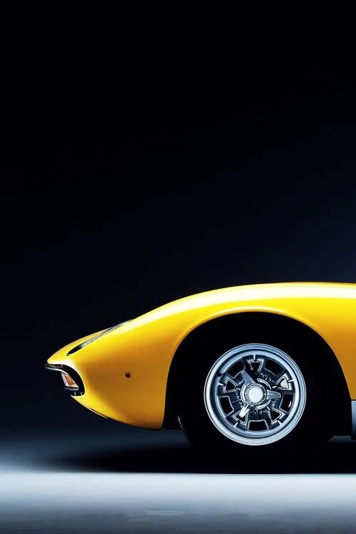 Yellow Sports Car Profile, minimal, photographic, high-contrast