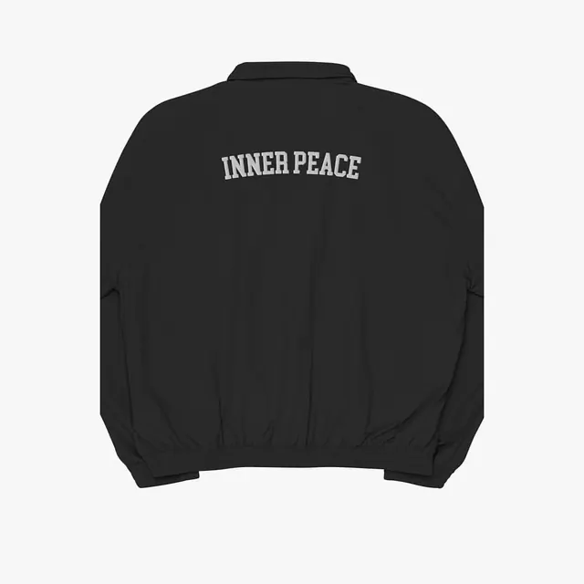 Inner Peace Bomber Jacket Mockup, minimal, monochrome, dark