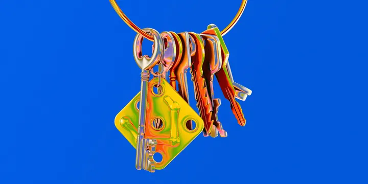 Abstract Geometric Keyring Illustration, playful, geometric, vibrant