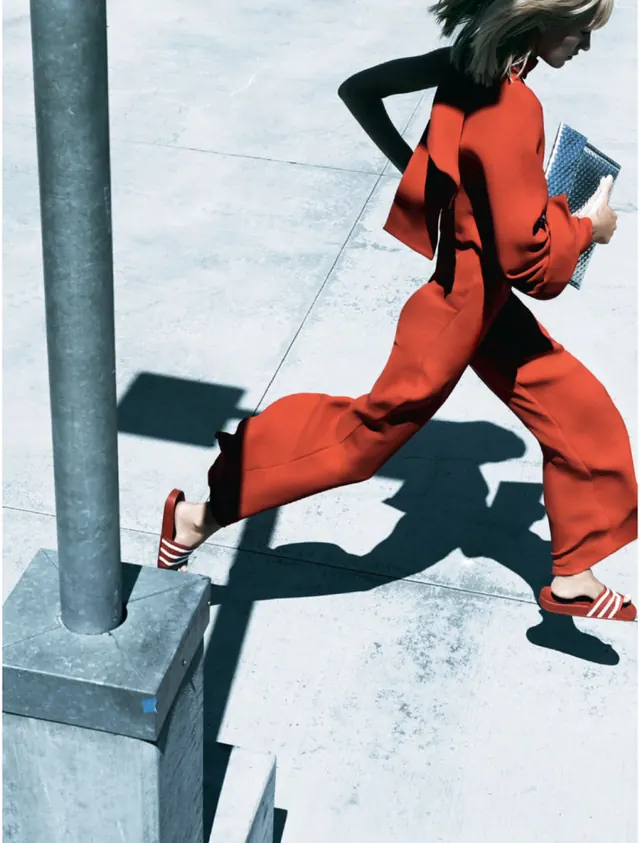 Illustrated Character in Red Jumpsuit, illustrated, flat, vibrant