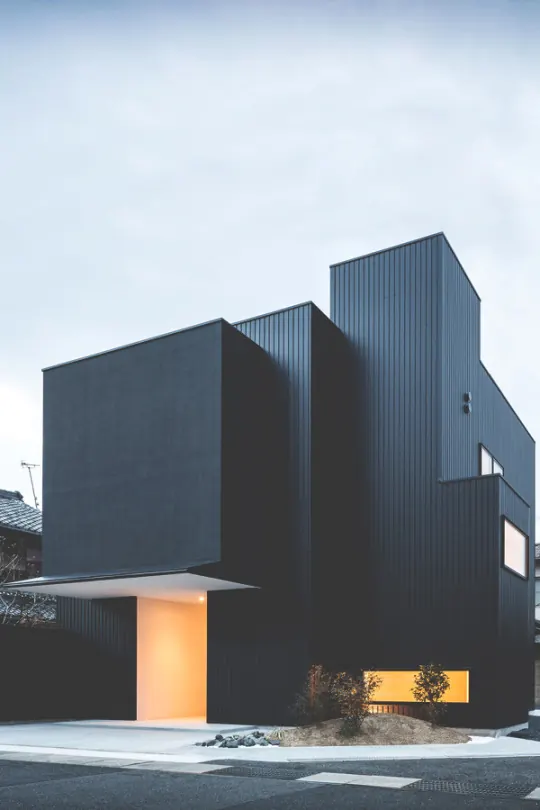 Modernist Architectural Structure, minimal, geometric, dark