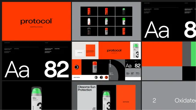 Protocol Identity System and Typography Layout, minimal, swiss, high-contrast