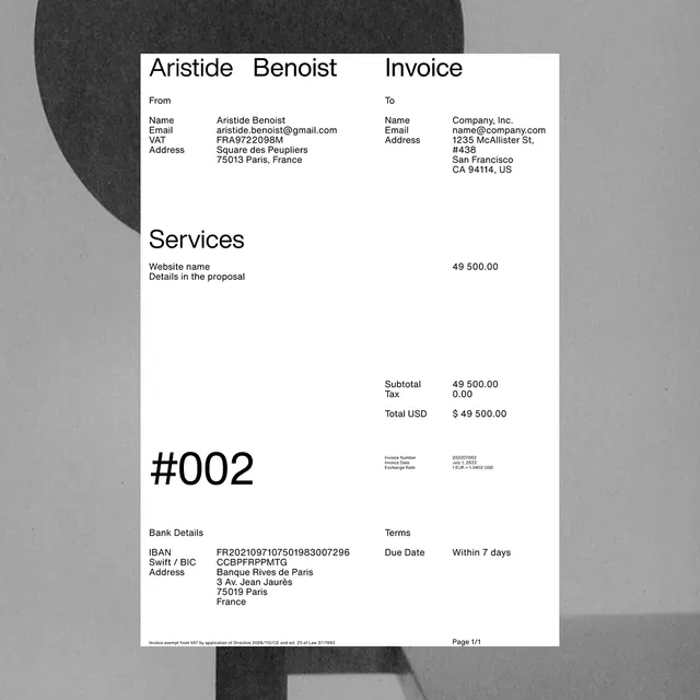 Invoice Design Reference, minimal, swiss, light