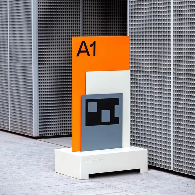 Minimalist Wayfinding Signage Mockup, minimal, swiss, high-contrast