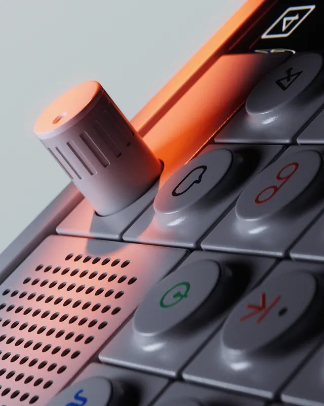 3D Keyboard Macro with Red Overlay, 3d-render, geometric, vibrant
