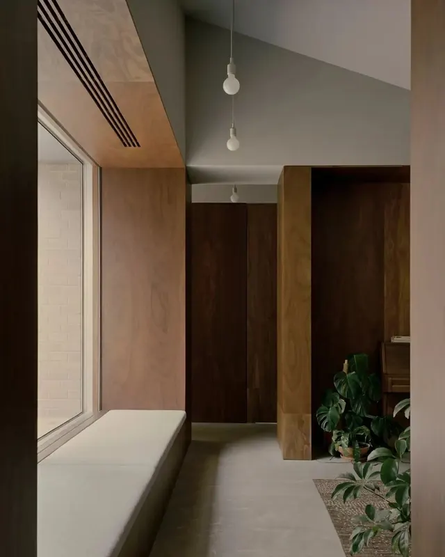 Modern Interior Design with Wood Paneling, minimal, luxury, warm