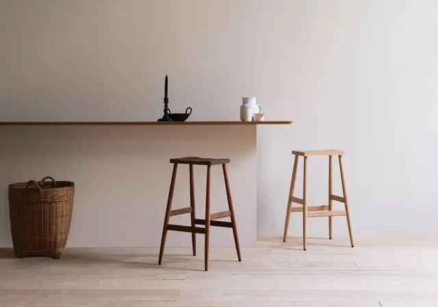 Minimalist Interior Space with Wooden Furniture, minimal, photographic, light