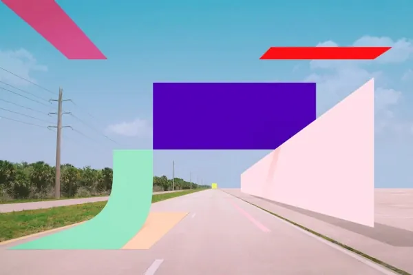 Abstract Geometric Roadway Composition, minimal, geometric, vibrant