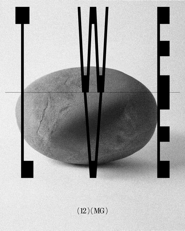 Abstract Geometric Composition with Stone, minimal, technical, monochrome