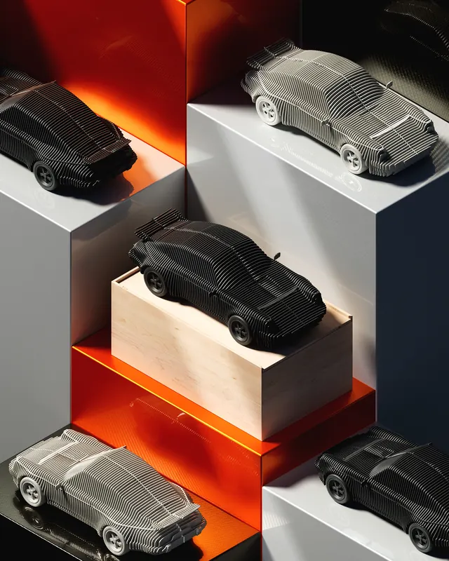 3D Car Mockup Showcase, minimal, geometric, vibrant