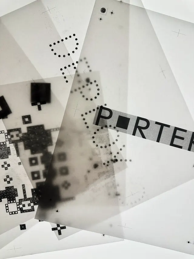 Abstract Geometric Collage with Typography, swiss, brutalist, monochrome