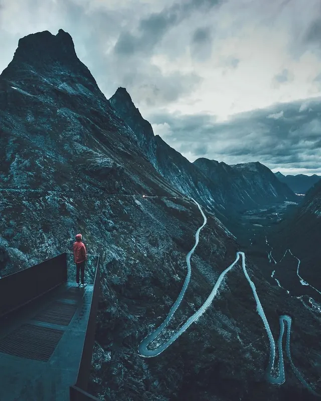 Mountain Landscape with Glowing Path, photographic, dark-mode, dark