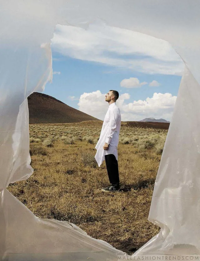 Man in Desert Landscape Mockup, minimal, photographic, earthy