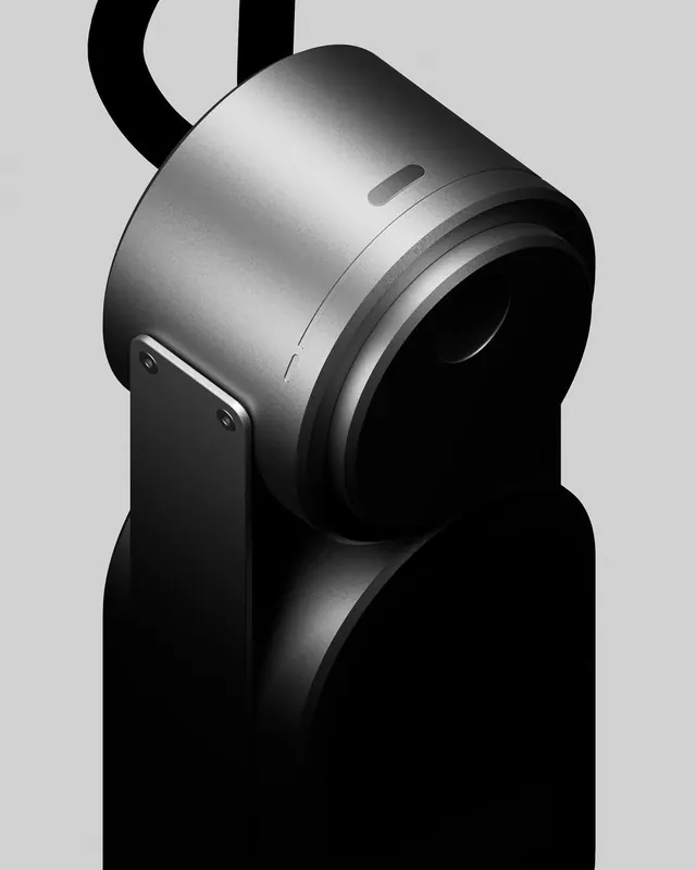 3D Render of a Security Camera, minimal, technical, monochrome