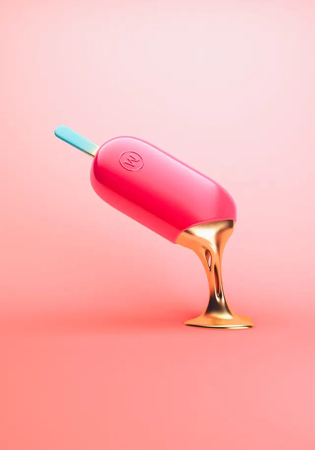 3D Render of a Melting Pink Capsule, minimal, 3d-render, vibrant