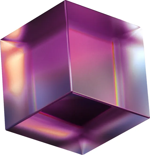 Iridescent 3D Cube, 3d-render, gradient-heavy, vibrant