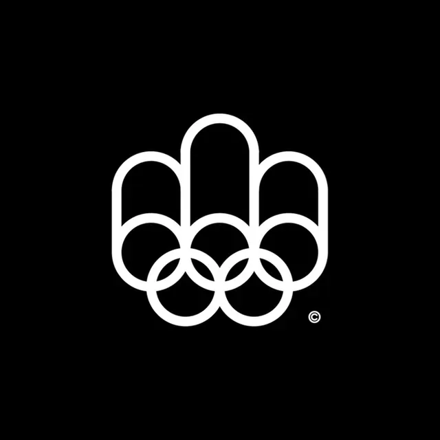 Olympic Rings Logo, minimal, monochrome, high-contrast
