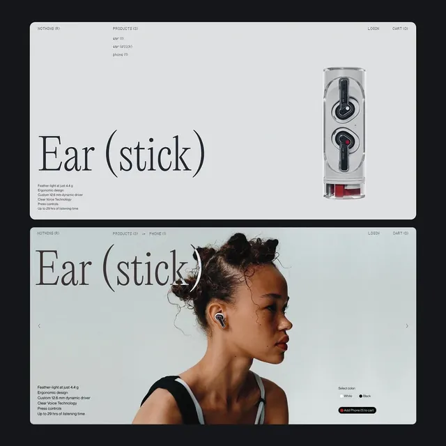 Ear (stick) Branding and Identity, minimal, swiss, monochrome