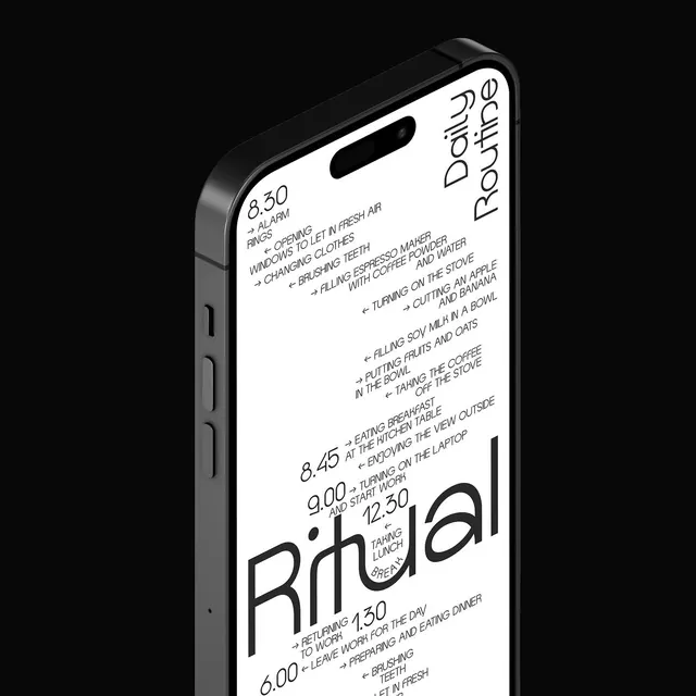 RITUAL Smartphone Mockup, minimal, swiss, monochrome
